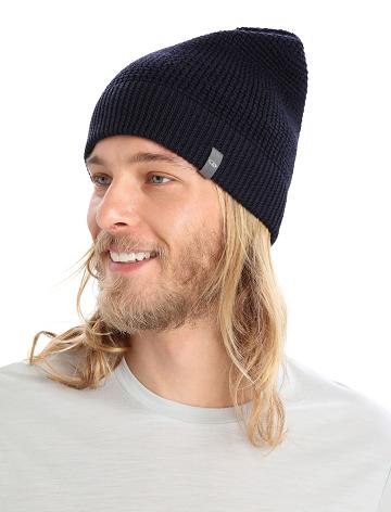 Midnight Navy Men's Icebreaker Unisex Merino Feadan Slouch Beanie Hats | USA 1093GSOL